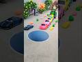 Hydrolic tractor pushing red pink yellow and cartoon bus car in pit #jcbtoy #jcb #jcbjcb #jcbvideo