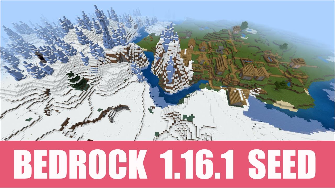 Minecraft Bedrock 1.16.1 Seed: Village on ice spikes, ruined portal and ...