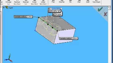 One Minute Solidworks 2004 Tutorial: Variable Radius Fillet