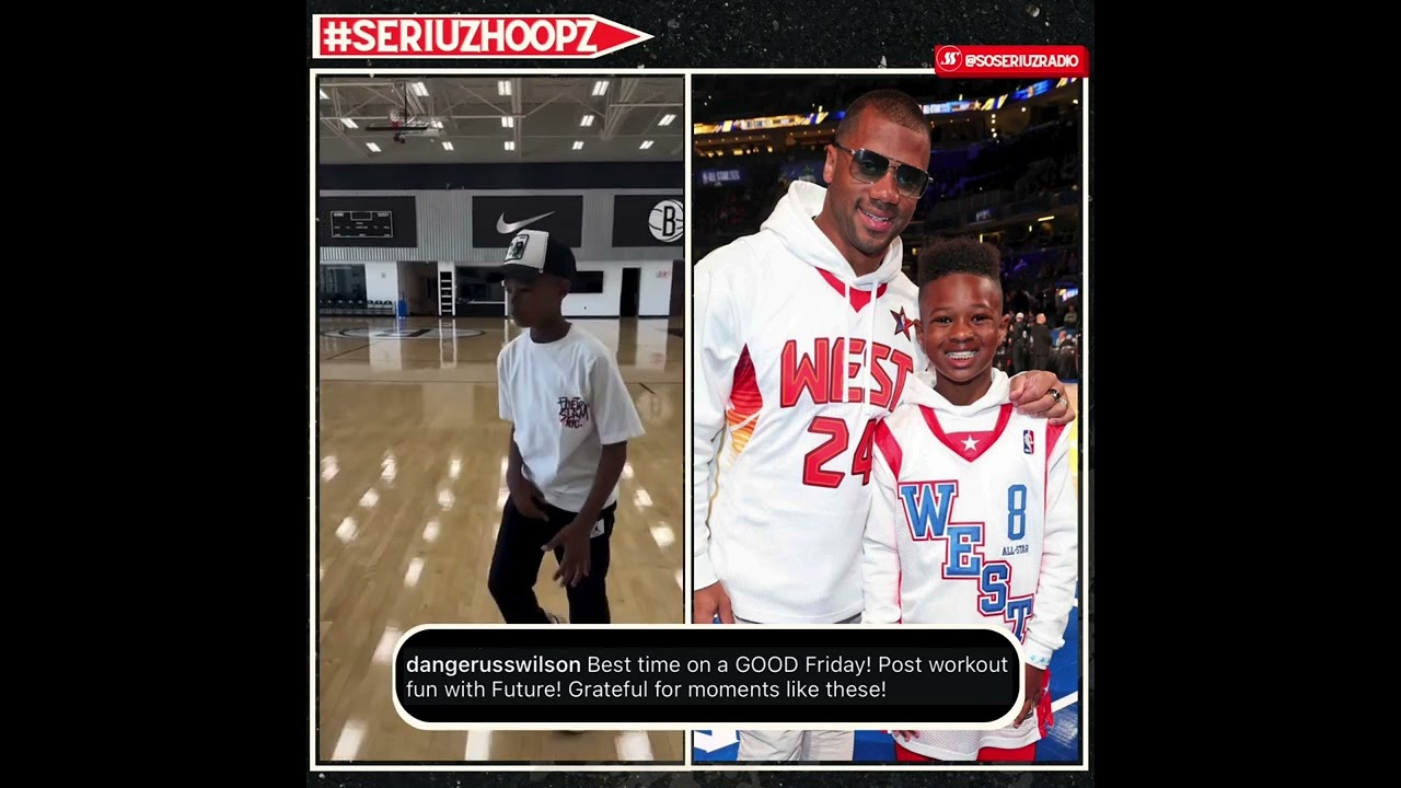 RUSSELL WILSON AND FUTURE’S SON ZAHIR BALL OUT AT BROOKLYN NETS’ TRAINING FACILITY!!!
