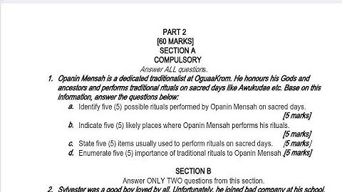 February 2025 BECE RME Mock Questions  Set 1 Plus Marking Schemes