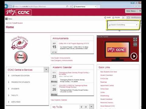 MyCCAC Portal: Navigation and Search
