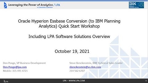 Oracle Hyperion Essbase Conversion to IBM Planning Analytics Quick Start