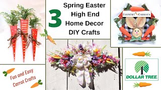 3 Spring Easter Carrot DIY Dollar Tree Decor Crafts | High End Spring Swag Carrot Sign DIY