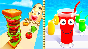Sandwich Runner Vs Juice Run 🥤🍔🍗 Walkthrough All New Max Update Mobile Tiktok Gameplay UK2791
