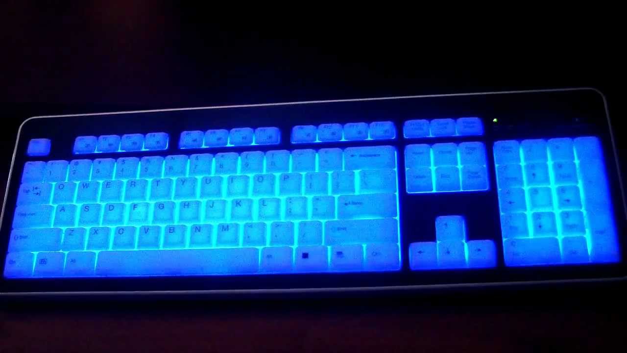 illuminated keyboard Backlit Back lit Modtek Slim Acrylic USB Computer Pc desktop wired full ...