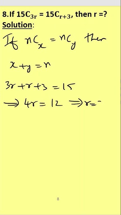 8 - How to find ‘r’ value from a combination equation? - in Hindi - YouTube