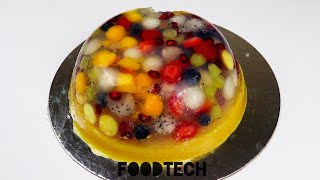 Fruit jello cake | jelly cake | glass fruit pudding | agar jelly fruit cake | yummy desserts recipe