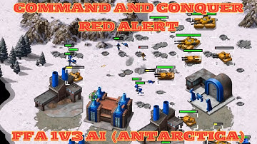Command And Conquer Red Alert Remastered FFA 1v3 AI (Antarctica) RTS Sovjet Gameplay PC