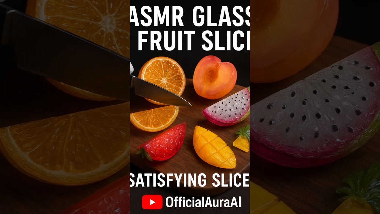 ASMR Glass Fruit Satisfying Slice Part 2 🍊🍑🐉🍓🥭🍍
