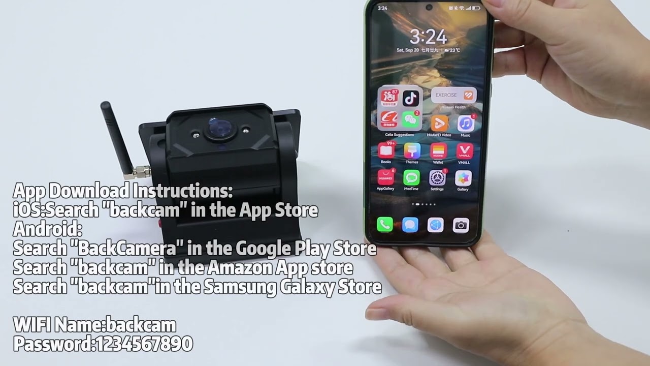 HUAJUN Rechargeable Rear View Reverse Back up Camera for Hitching Gooseneck Horse Boat