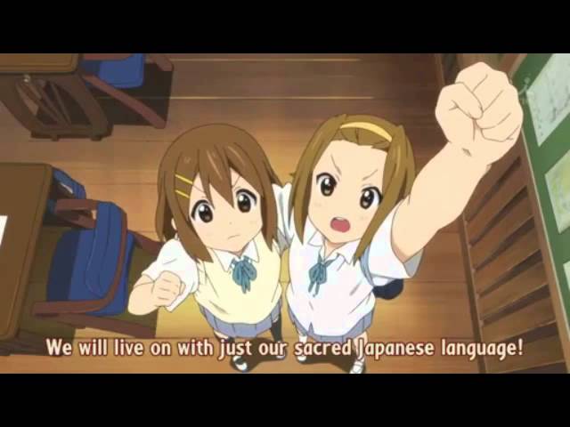 Yui and Ritsu's thoughts on English class=