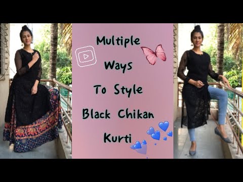 Chikankari Handmade Cotton Black Kurta Kurti Ethnic Wear Tunic Dress for  Womens , Lucknowi Embroidered Beautiful Gift for Her FREE SHIPPING - Etsy