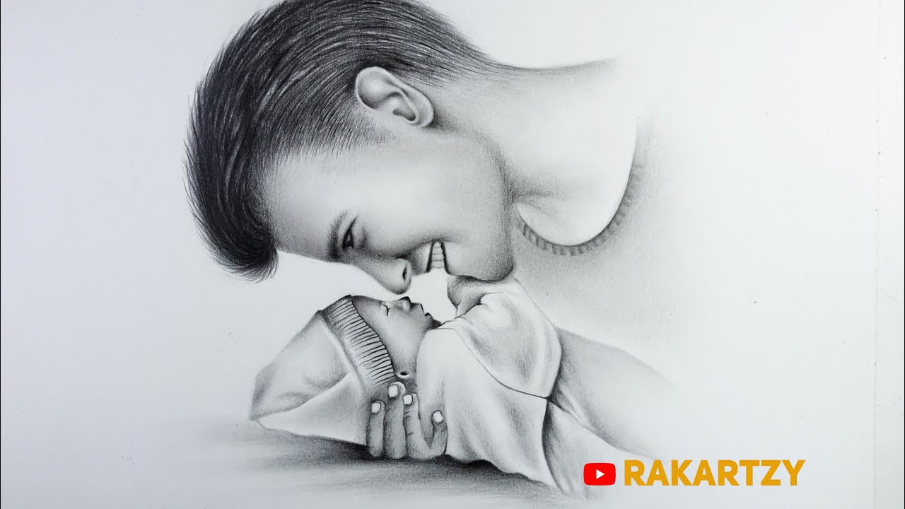 Happy Father's Day | Father's Day Drawing | Father holding baby