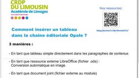 Comment insérer un tableau dans Opale?