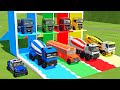 Transporting excavator mixer truck bulldozer police cars to garage with man truck  fs22