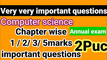 2nd puc Computer science very important questions chapter wise for annual exam 2023