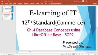 SOP 2 Database concepts using LibreOffice Base#12th Commerce