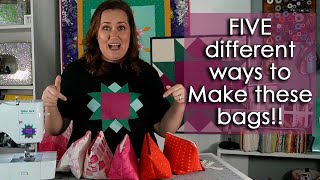 Five Different Ways to make Boxed Corner Bags!