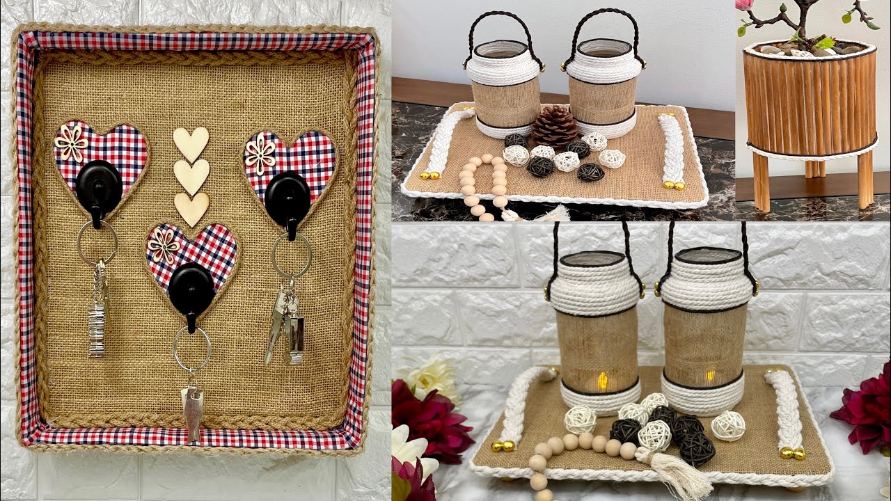 3 Diy Jute Home Decor/ Jute Craft Ideas/ Burlap Home Decor/ ديكورات منزليه من الخيش YouTube