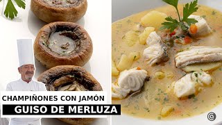 CHAMPIÑONES a la plancha con jamón  GUISO de MERLUZA // Cocina Abierta de Karlos Arguiñano