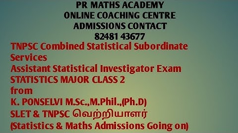 TNPSC Combined Statistical Services:Assistant Statistical Investigator Exam,STATISTICS Major Class 2