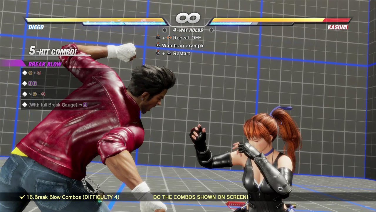 Dead Or Alive 6 Diego Combo Challenges Ps4 Pro Youtube