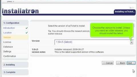 How to install osTicket in Installatron