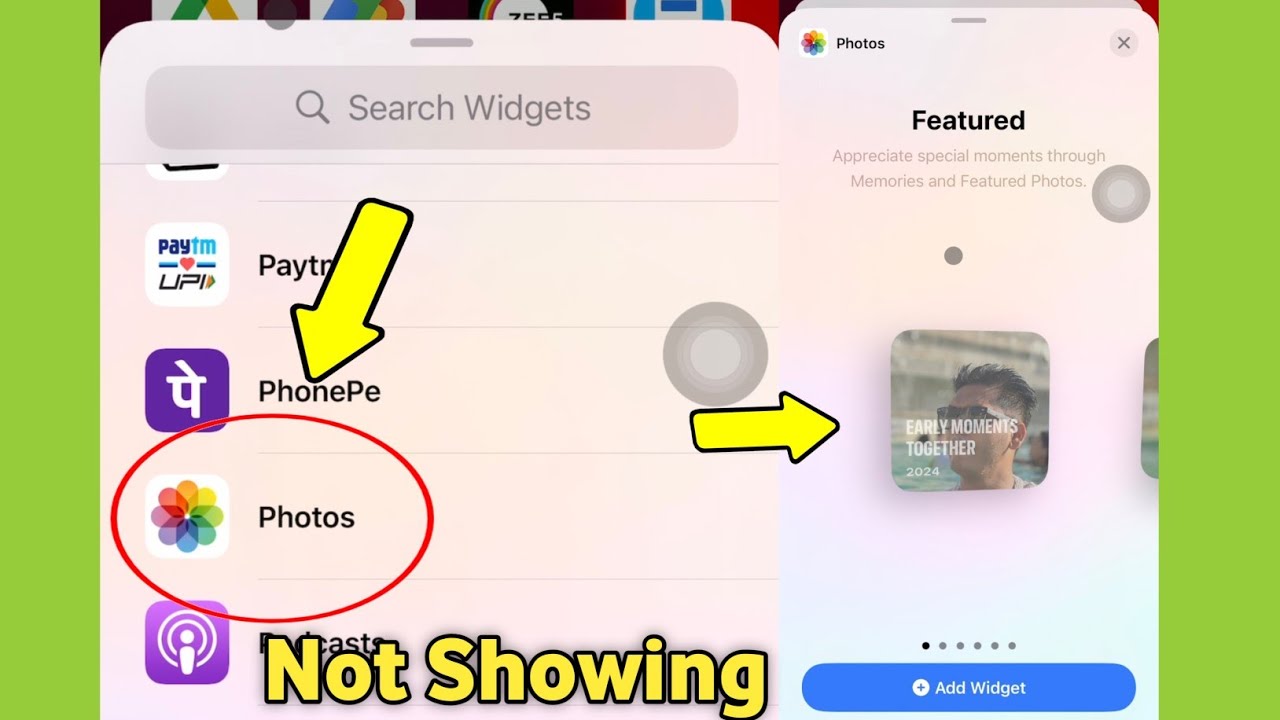 Photos app not showing in widget settings iPhone | Gallery Not Showing in iPhone Widget