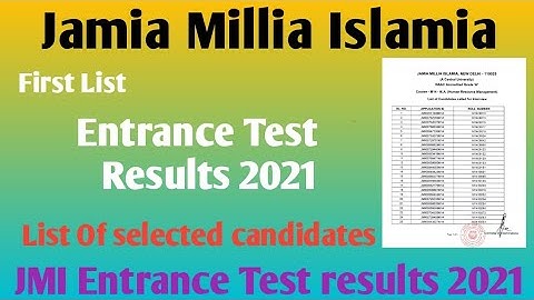 Jamia Islamia Islamia results 2021 list of selected candidates results declared 2021