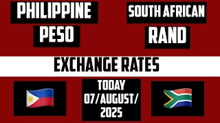 Philippine Peso To South African Rand The South African Rand Remained Stable On 7 August 2025