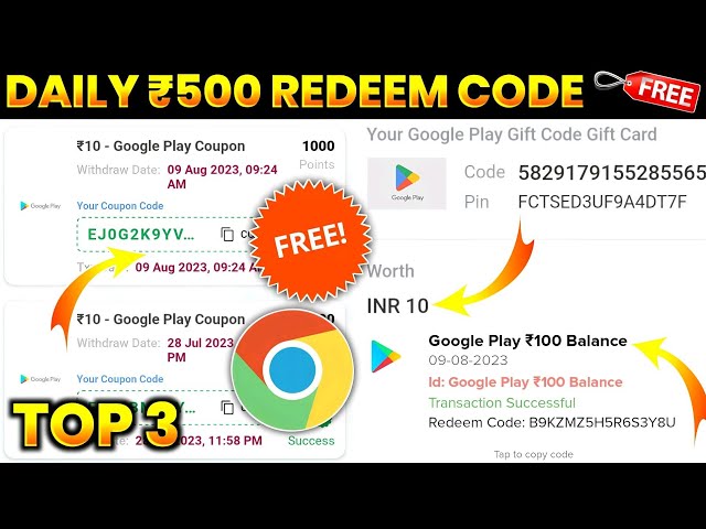 Google Play Redeem Code 17 August 2023 Google Play Gift Card (Rs