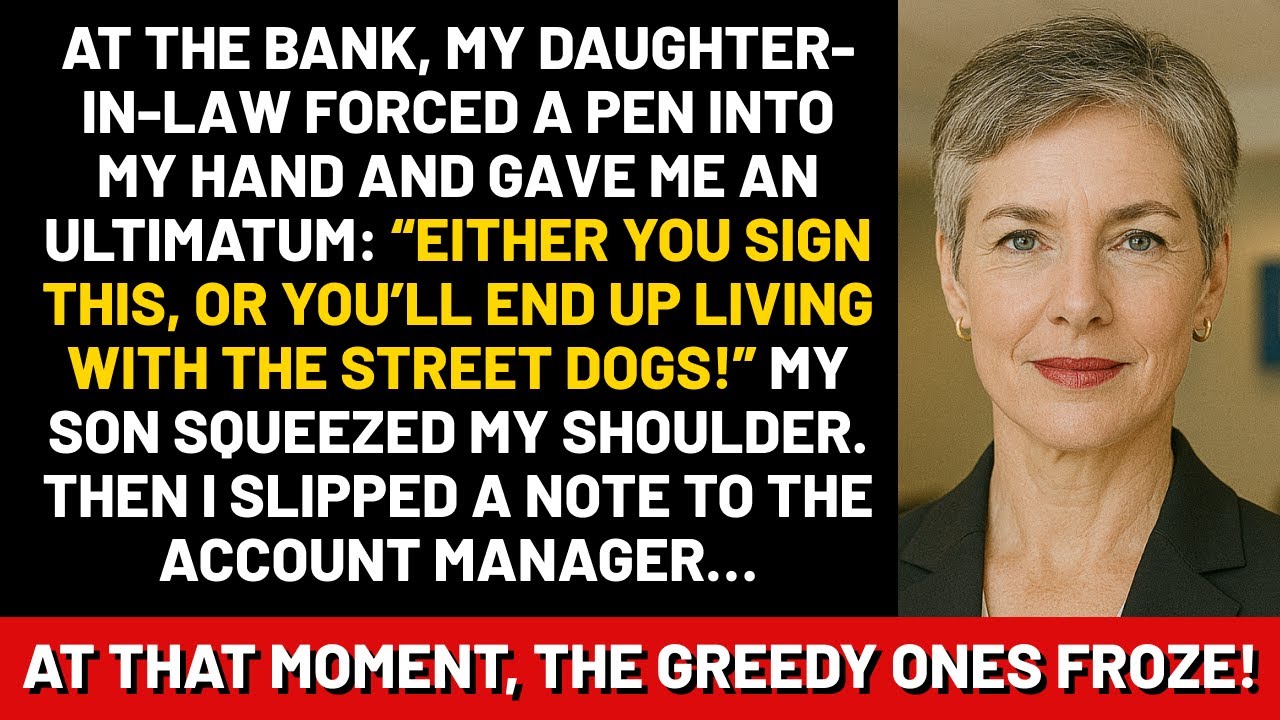 At the bank, my daughter-in-law forced a pen into my hand and gave me an ultimatum: Either you
