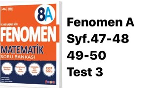8.Sinif Fenomen A S.47-48-49-50 Test 3 Üslü İfadeler