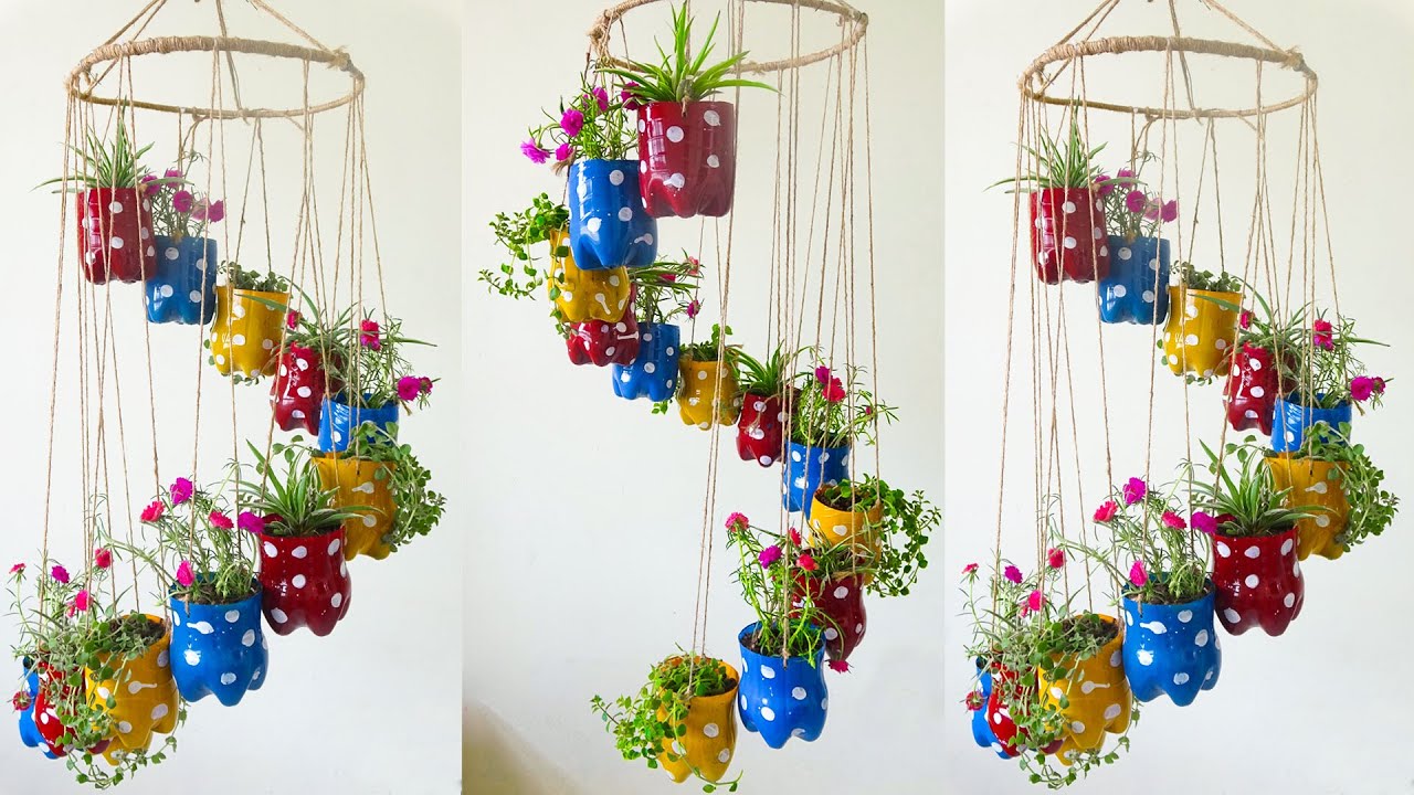 Recycle Plastic Bottle into Spiral (Portulaca) TenHour Flower Pot for