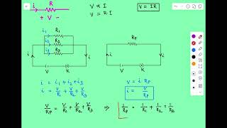 State Ohm's law. Write formula for the equivalent resistance R, of the parallel combination of