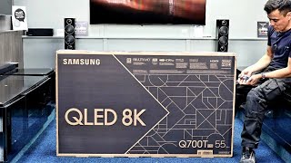 Samsung 8K QLED 2020 Q700T 55"  Unboxing, Setup with 8K Demo Videos. Entry level 8K