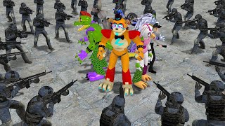 ALL FNAF SECURITY BREACH GLAMROCK ANIMATRONICS VS SCP GUARD!! Garrys Mod Sandbox