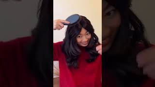 Clip-In Curtain Bangs Tutorial ☁️ #luxyhair #clipinhair #clipinbangs #holidayhair #holidayhairstyle