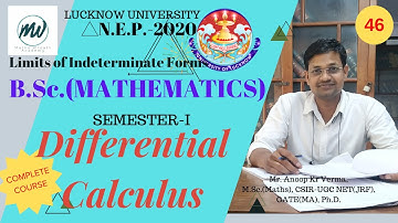 B.A./B.Sc.(Mathematics) Part-I : SEMESTER-I |Differential Calculus| Indeterminate Forms  Ex| Lec.-46
