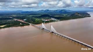 The Ai Video Of The Longest River Crossing Batang Lupar Bridge No. 2 In Sarawak.