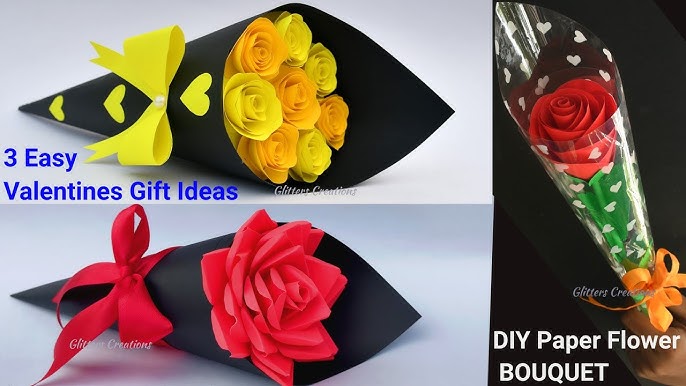 DIY Paper Flower BOUQUET/ Birthday gift ideas/Single Flower