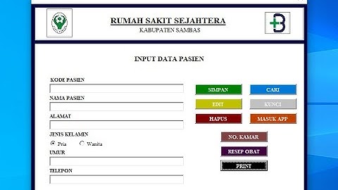 APLIKASI DATA PASIEN VBA EXCEL | VISUAL BASIC