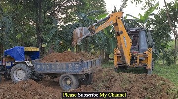 Escort Backhoe machine loading soil in tractors and filling new track @roadtrendmachinework