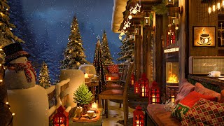 Christmas Coffee Shop Ambience with Instrumental Jazz Christmas Music & Fireplace