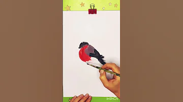 Как нарисовать СНЕГИРЯ 🐦 птицу КРАСКАМИ