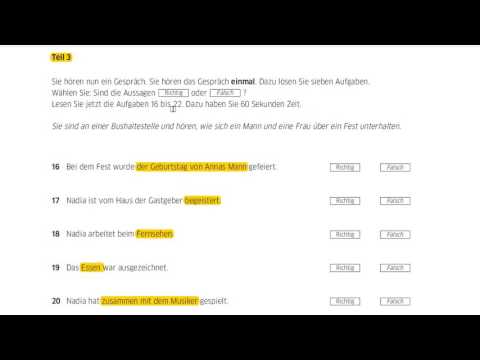 Экзамен по немецкому B1 Goethe-Zertifikat B1 АУДИРОВАНИЕ HÖREN richtig | falsch
