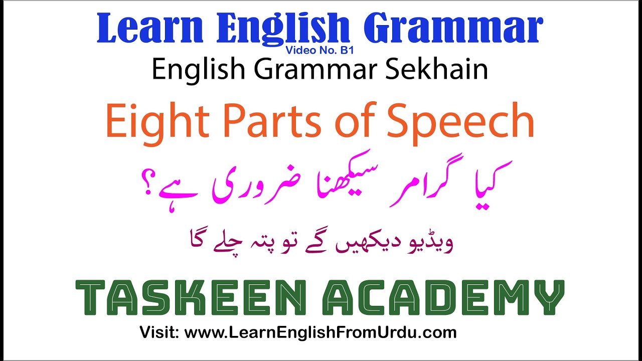 The Parts of Speech | Parts of speech definition in Urdu and examples |English grammar in Urdu