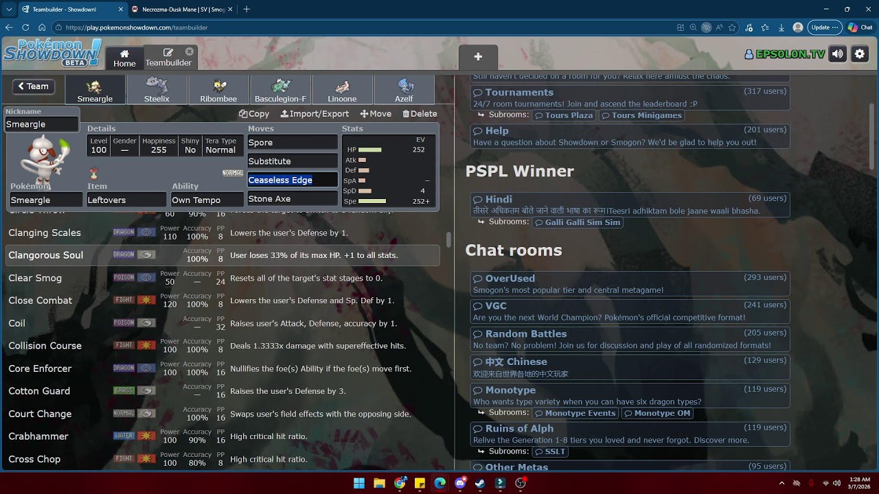 Missing around in Pokemon Showdown
