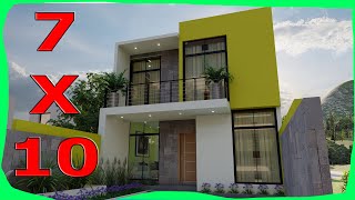 Casa 7x10 metros DOS Pisos con 4 Habitaciones Fachadas de Casas Modernas